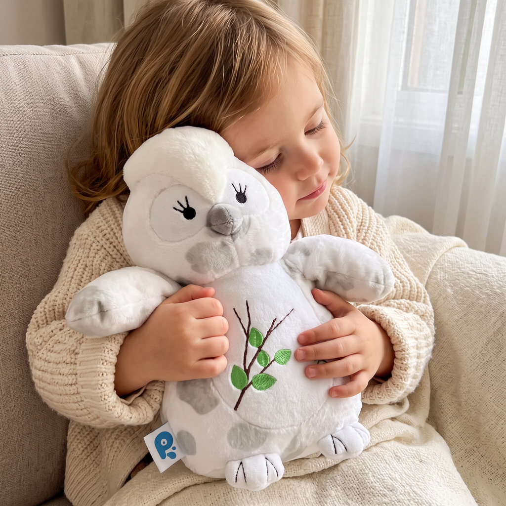 Kawaii Weiße Eule 30 cm