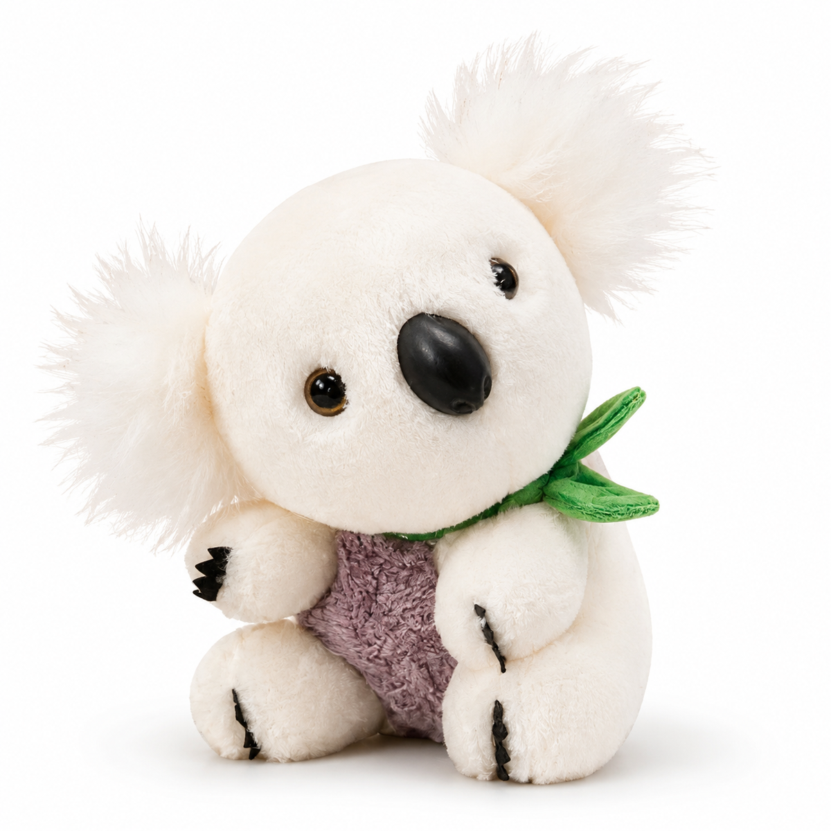 Koala Grau-Weiß mit Eukalyptusblatt 18–22 cm