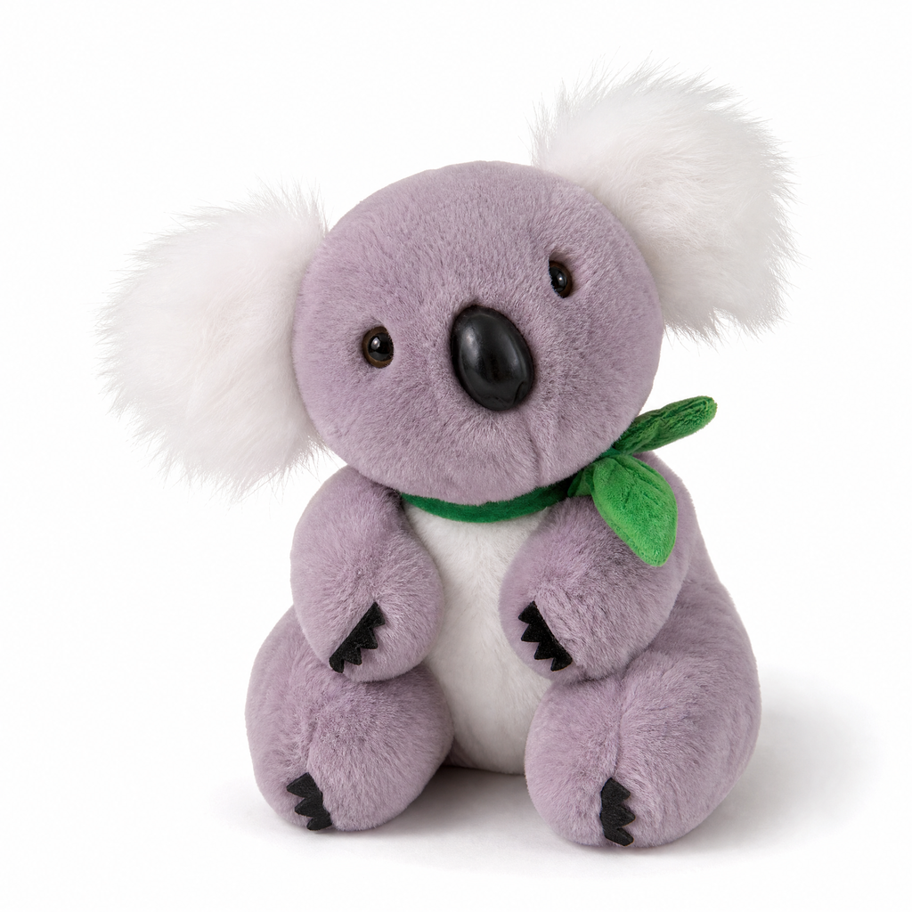 Koala Grau-Weiß mit Eukalyptusblatt 18–22 cm
