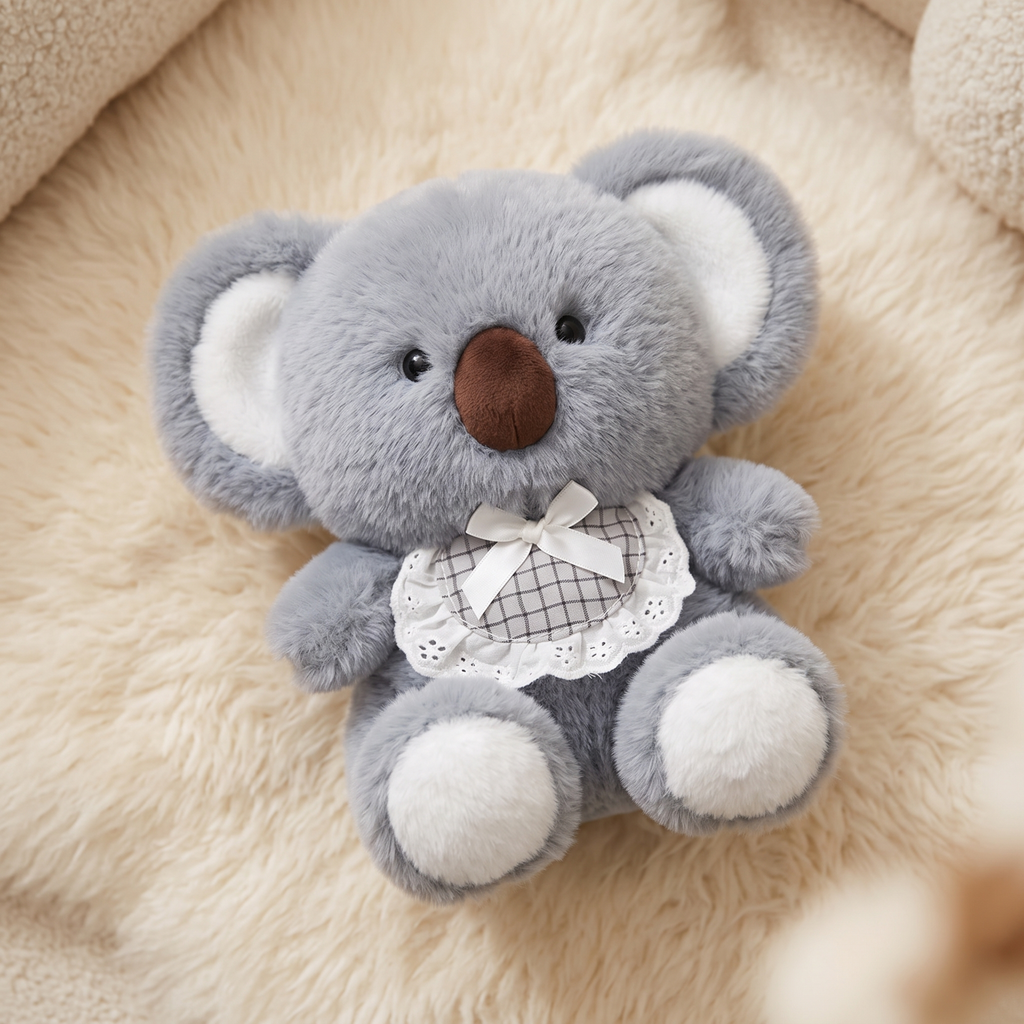 Graues Koala Kuscheltier mit Fliege 20 cm