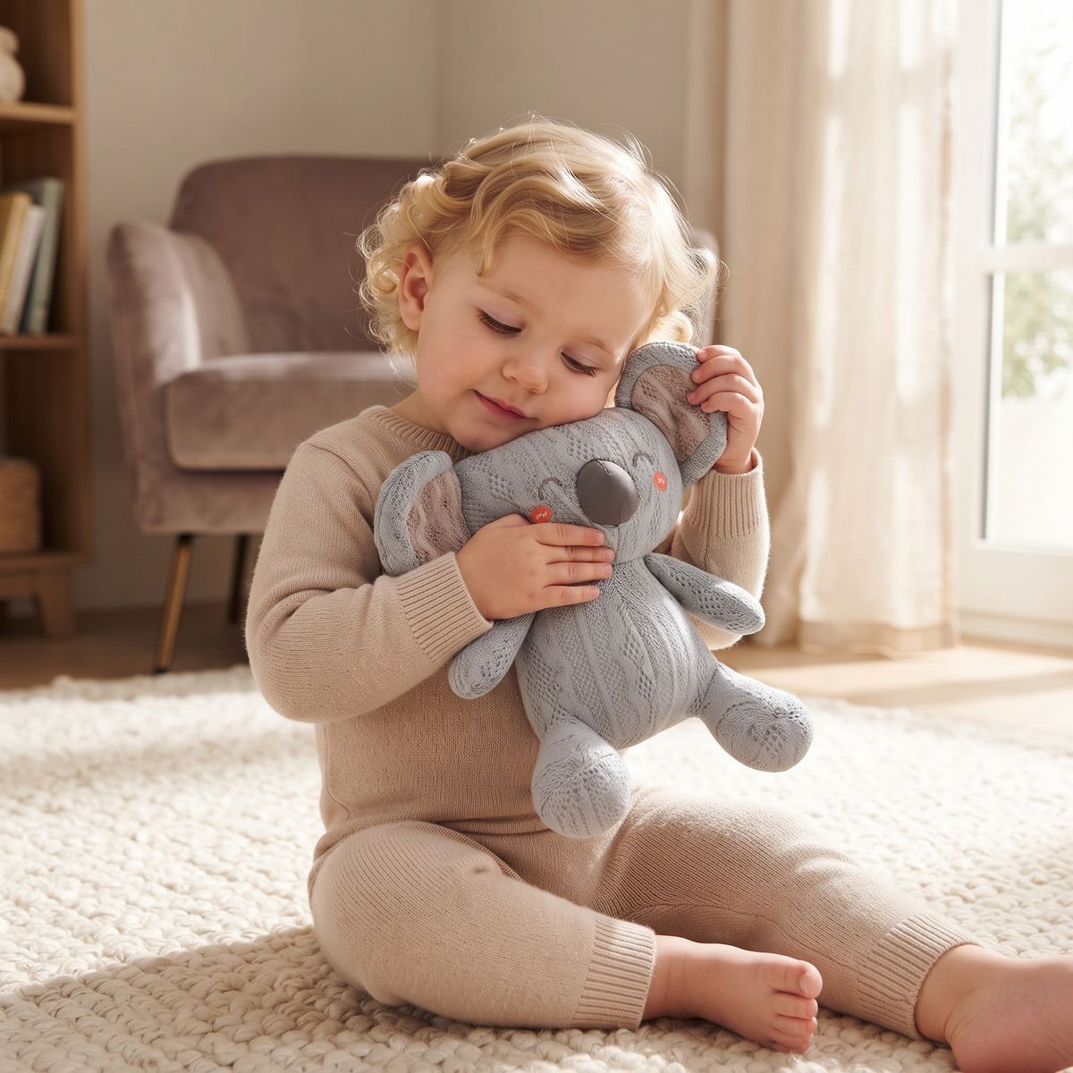 Koala Strick Kuscheltier Blau-Grau 20 cm