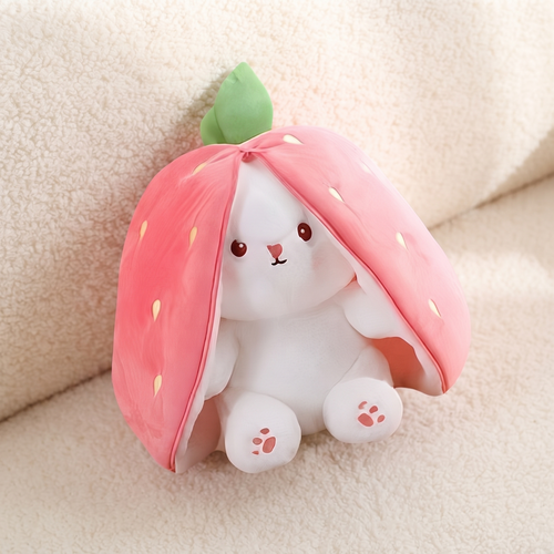 2-in-1 Erdbeer-Hase Kuscheltier 35 cm