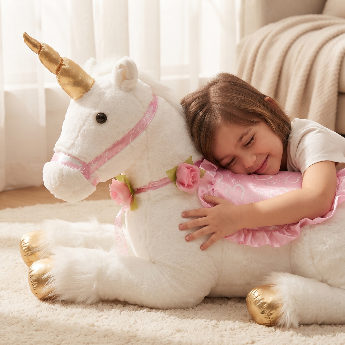 Riesen Einhorn Kuscheltier Weiß 100 cm