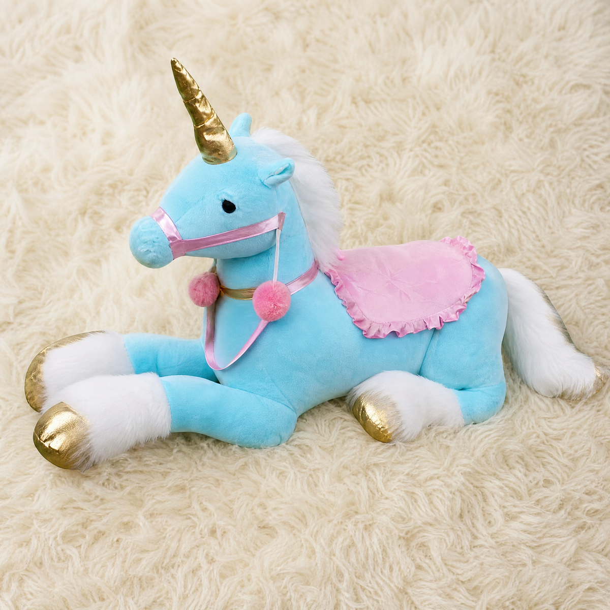 Riesen Einhorn Kuscheltier Blau 100 cm