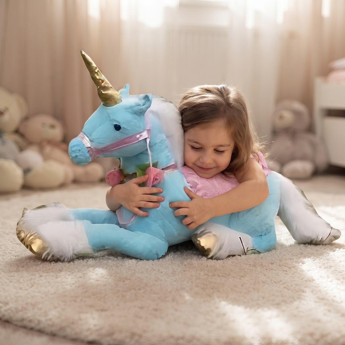Riesen Einhorn Kuscheltier Blau 100 cm