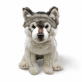 Realistisches sitzendes Wolf Kuscheltier 27 cm