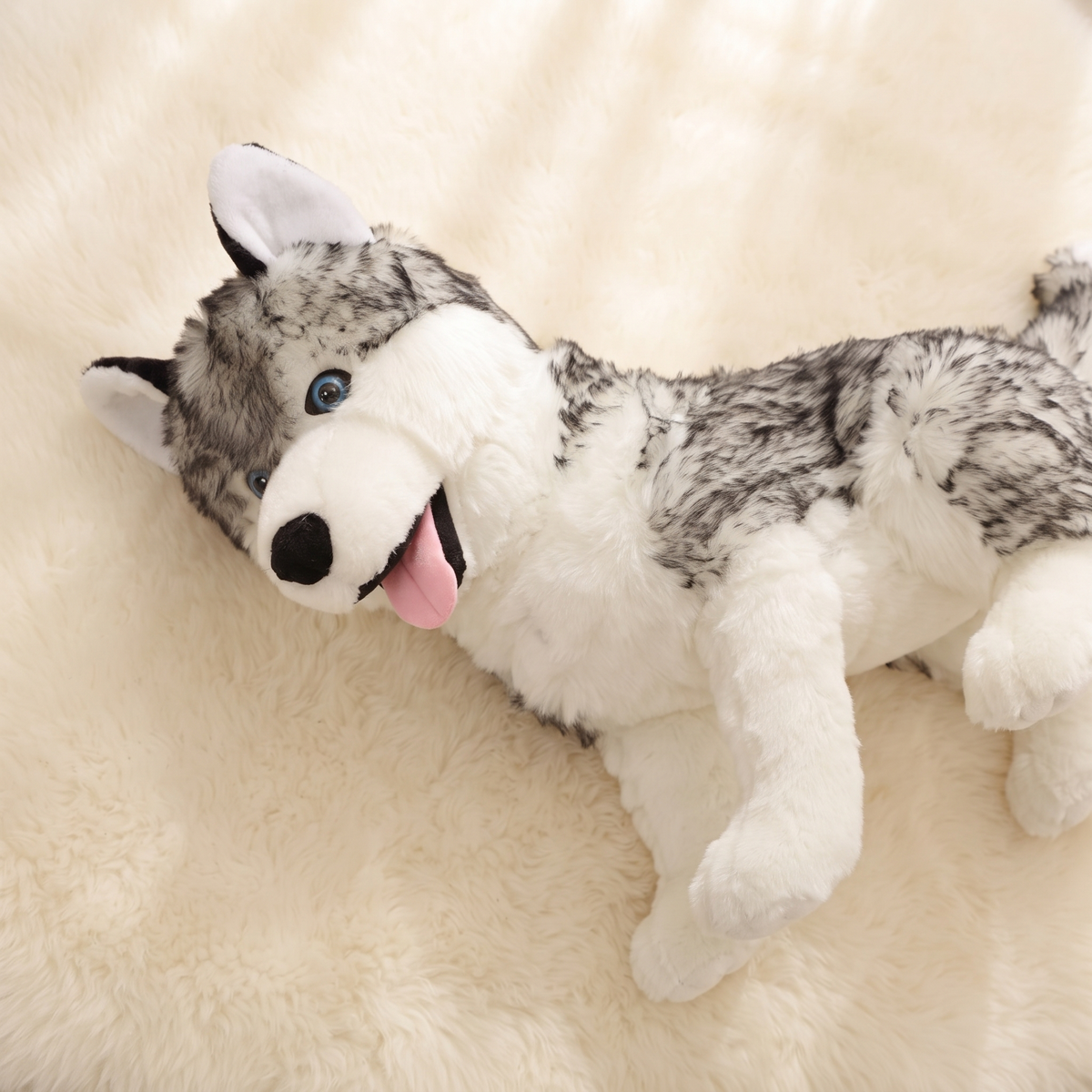 Husky Wolf Kuscheltier Grau 53 cm