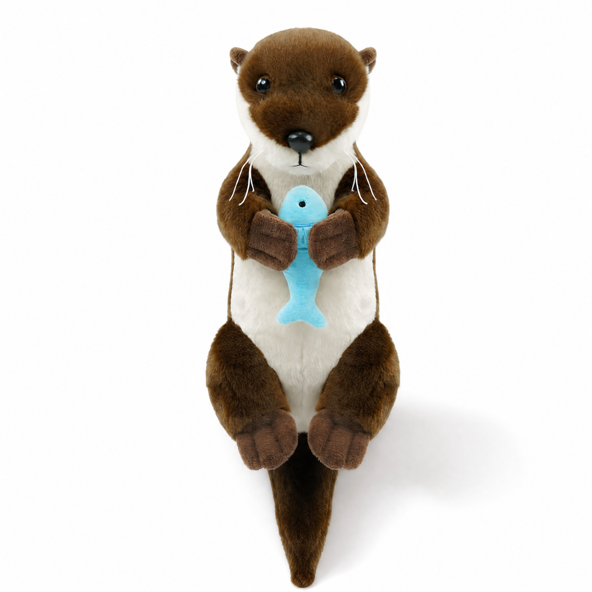 Liegendes Otter Kuscheltier mit Fisch 30 cm