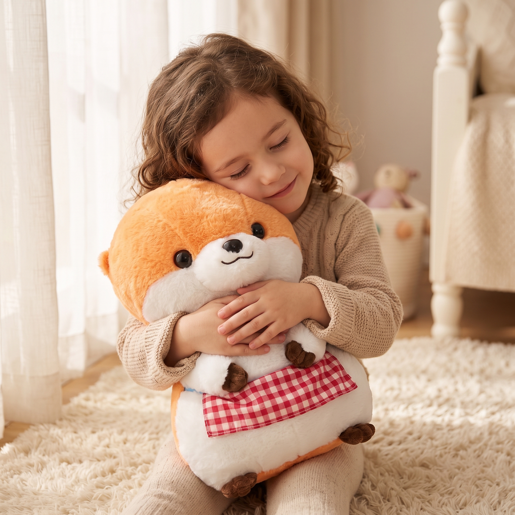 Otter Kuscheltier mit kariertem Schürzchen 30–40 cm