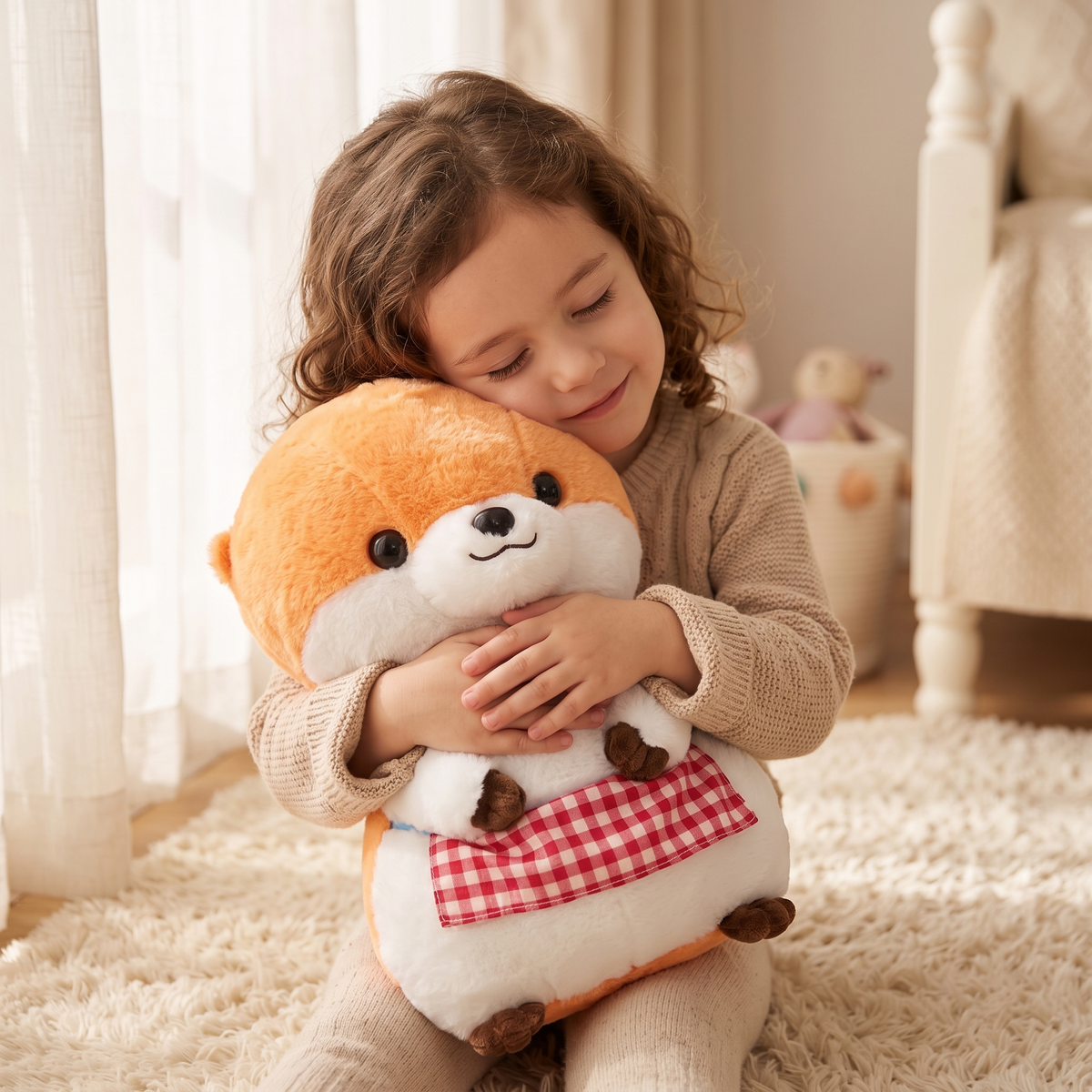 Otter Kuscheltier mit kariertem Schürzchen 30–40 cm