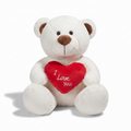 Weißer Teddybär mit I-Love-You-Herz 33 cm
