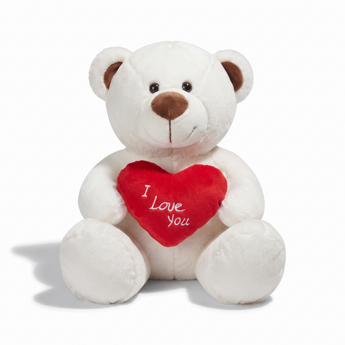 Weißer Teddybär mit I-Love-You-Herz 33 cm
