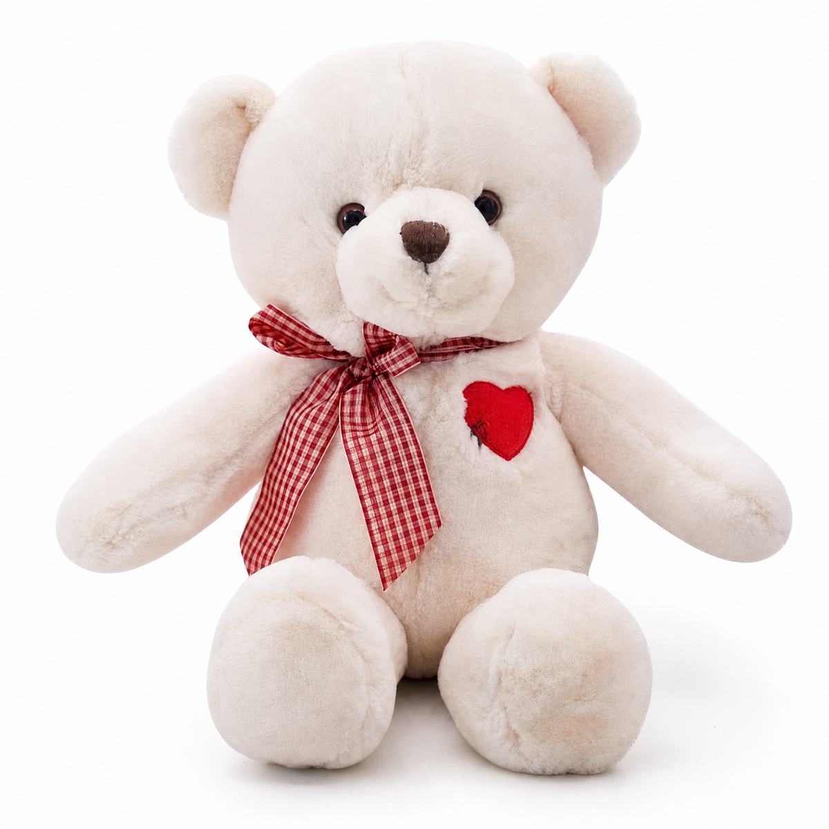 Weißer Teddybär mit rotem Herz 35–50 cm