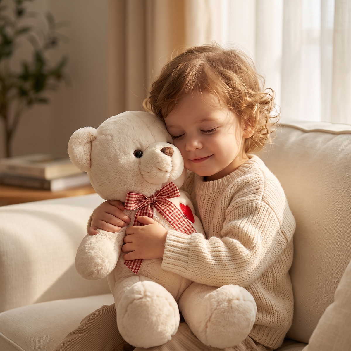 Weißer Teddybär mit rotem Herz 35–50 cm