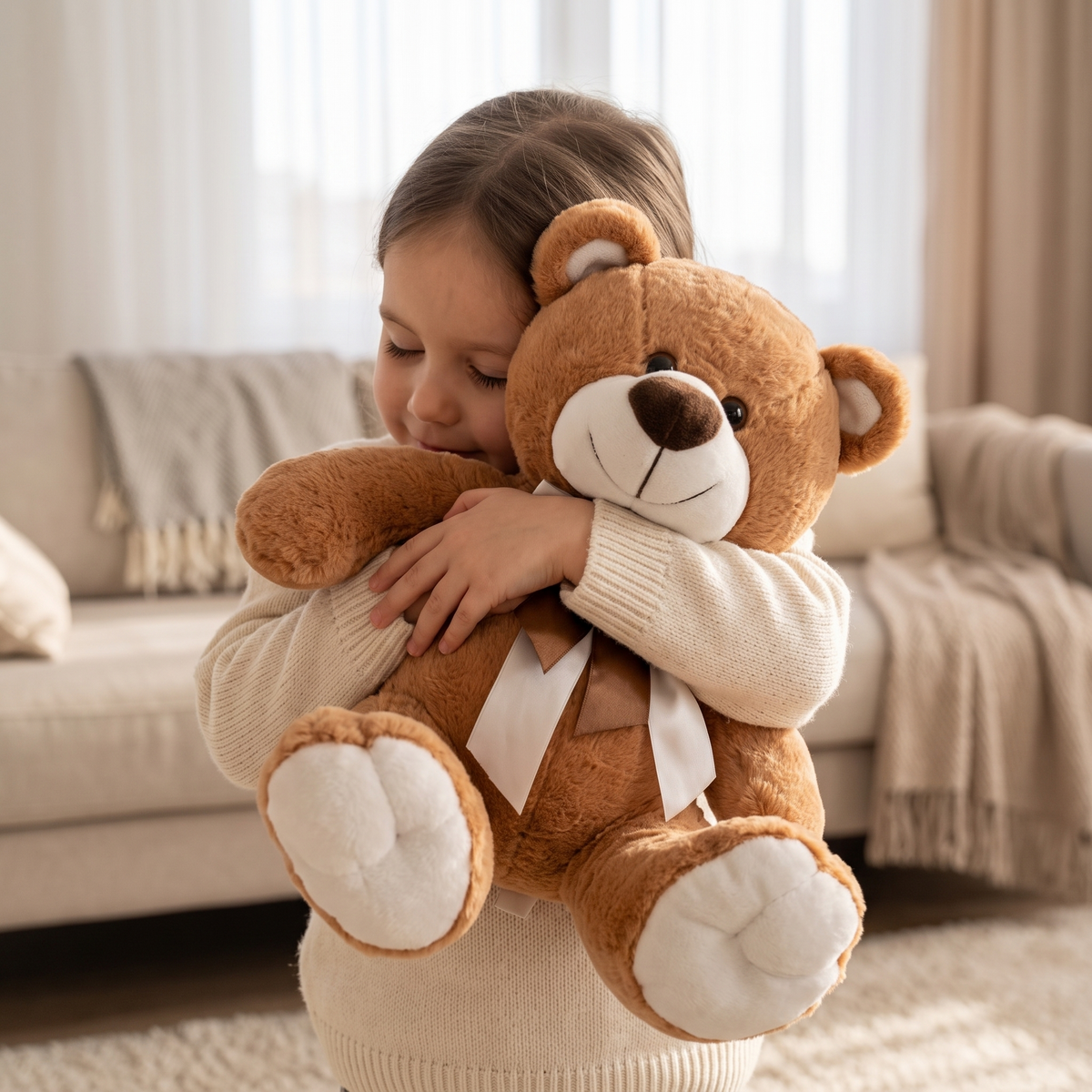 Brauner Teddybär mit Satinschleife 33 cm