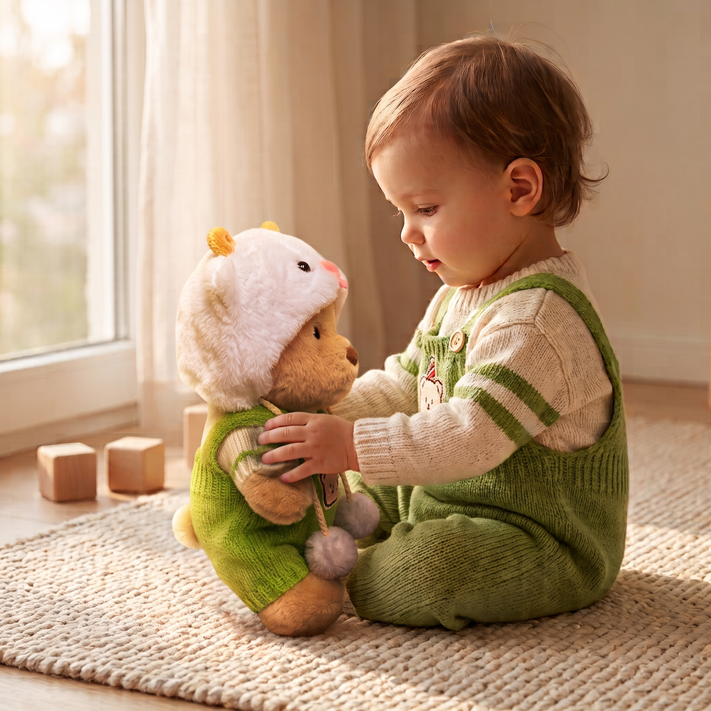 Nino Gelenk-Teddybär mit grüner Kleidung 30 cm