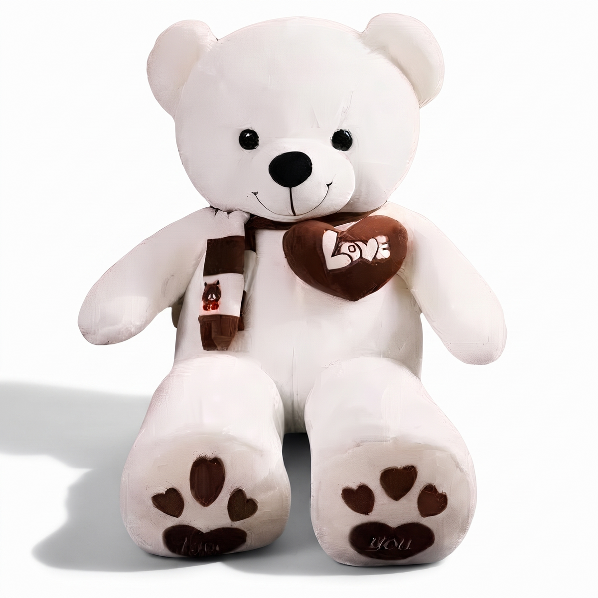 Riesen-Teddybär Weiß mit Love-Herz 80–100 cm