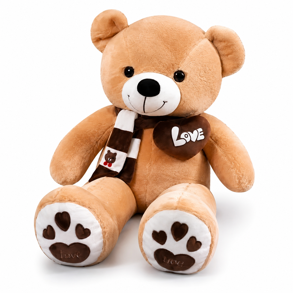 Riesen-Teddybär Beige mit Love-Herz 80–100 cm