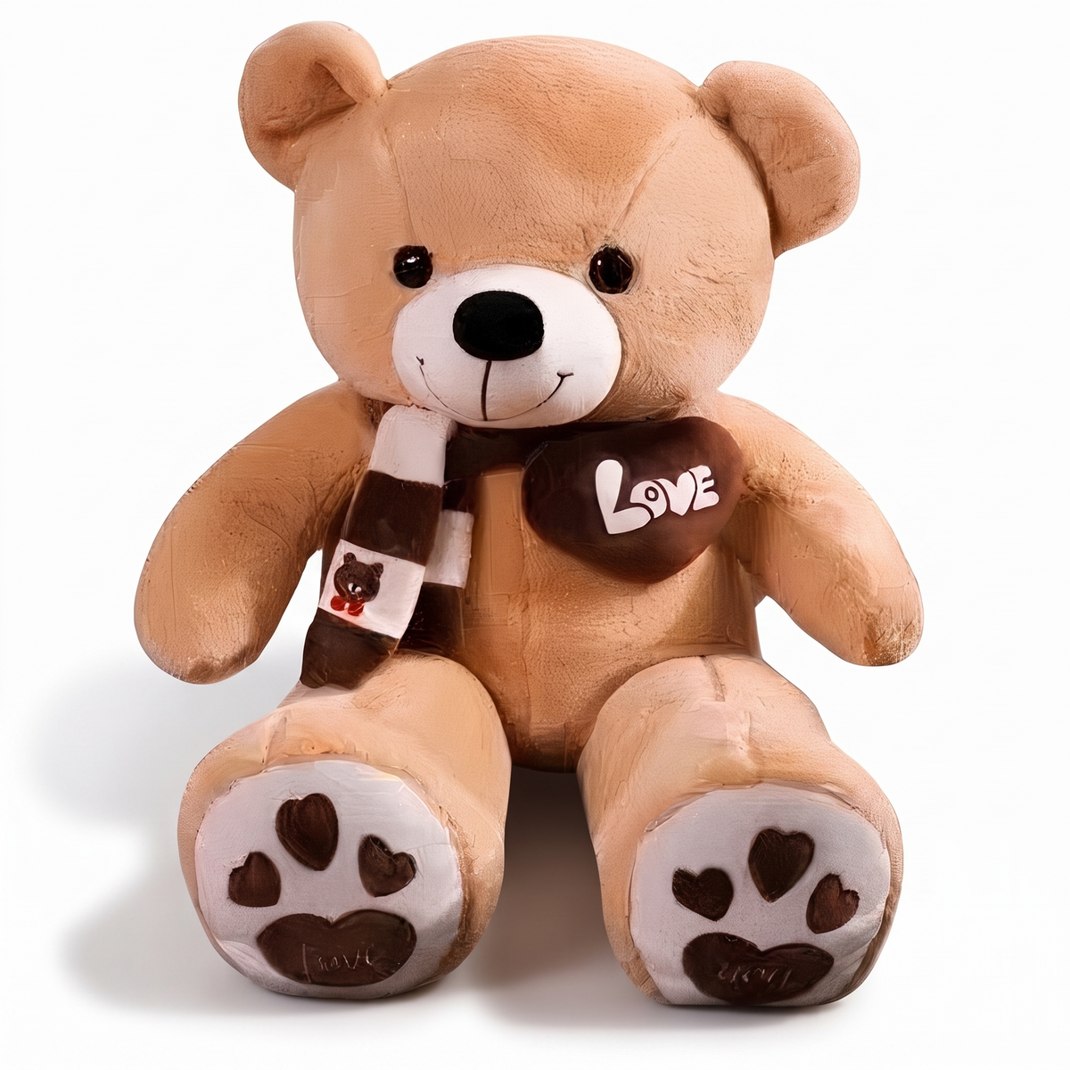 Riesen-Teddybär Beige mit Love-Herz 80–100 cm