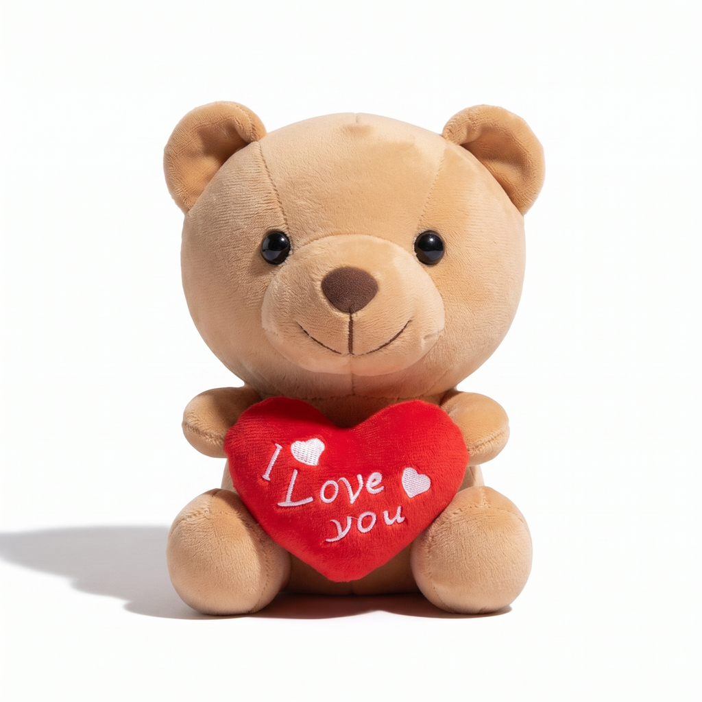 Kawaii Teddybär mit I-Love-You-Herz 15 cm