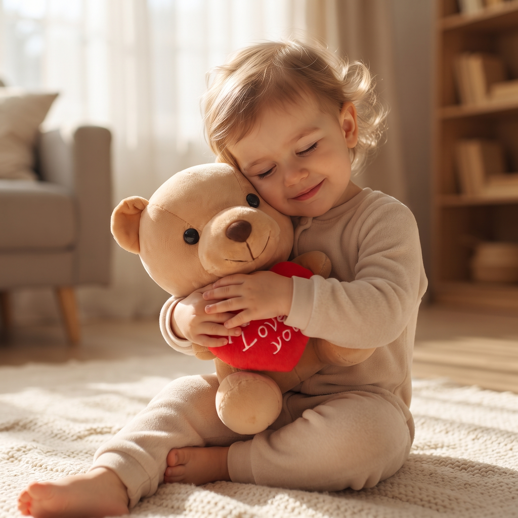 Kawaii Teddybär mit I-Love-You-Herz 15 cm