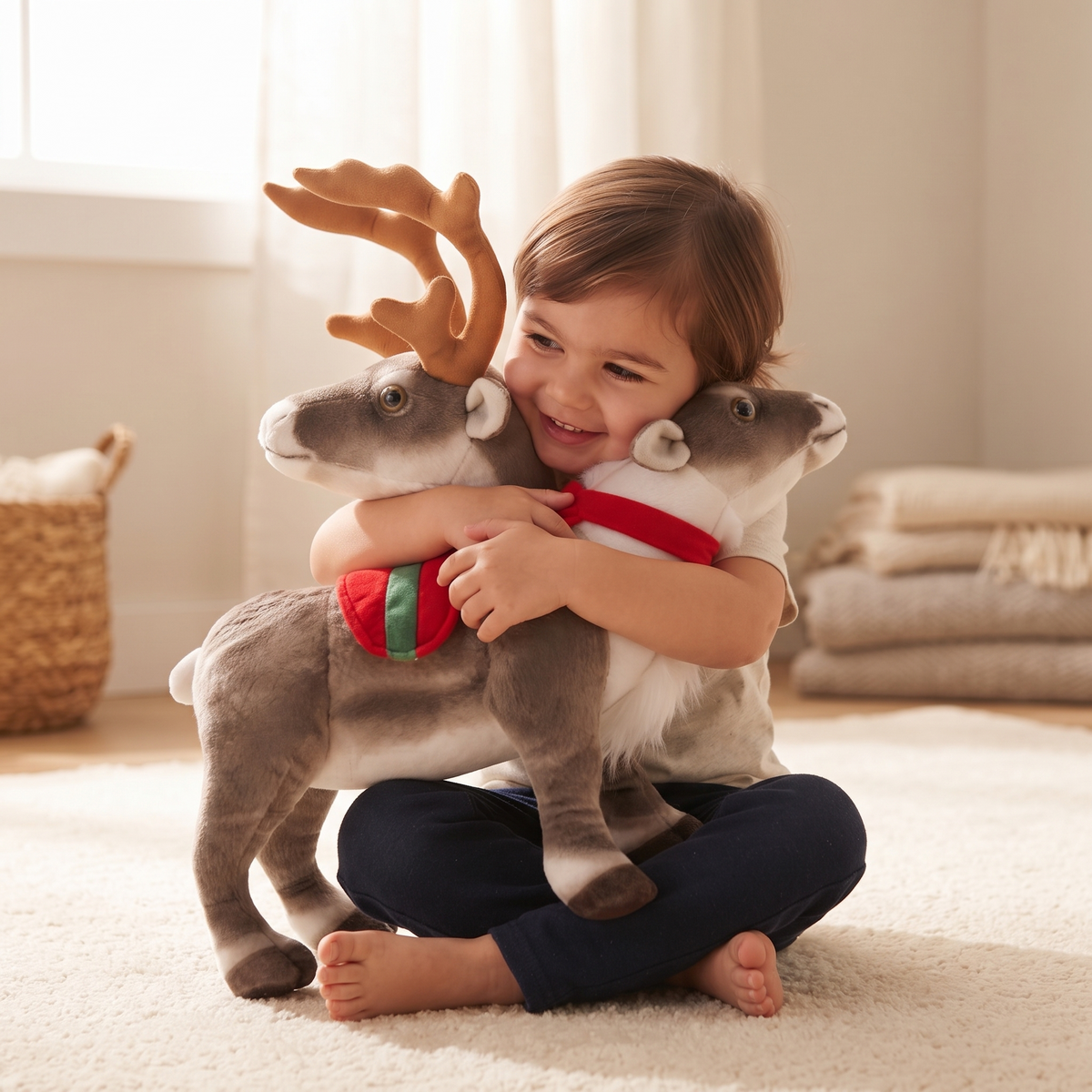 Weihnachts-Rentier mit Schal 35–42 cm