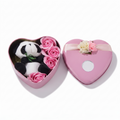 Panda Herzbox mit Stoffrosen 8 cm