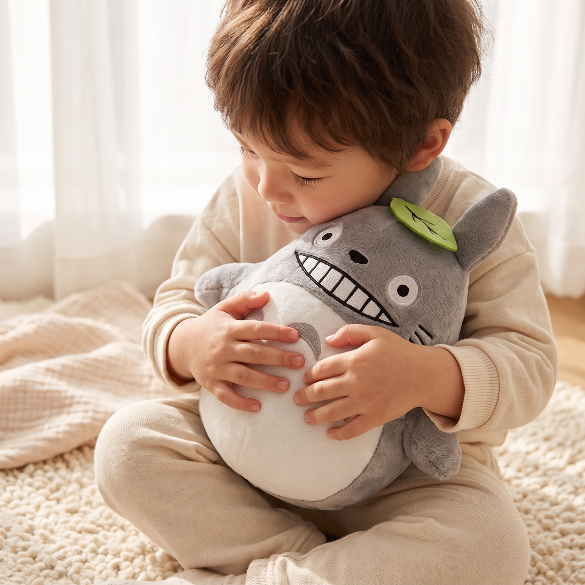 Totoro Kuscheltier mit grünem Blatt 15 cm