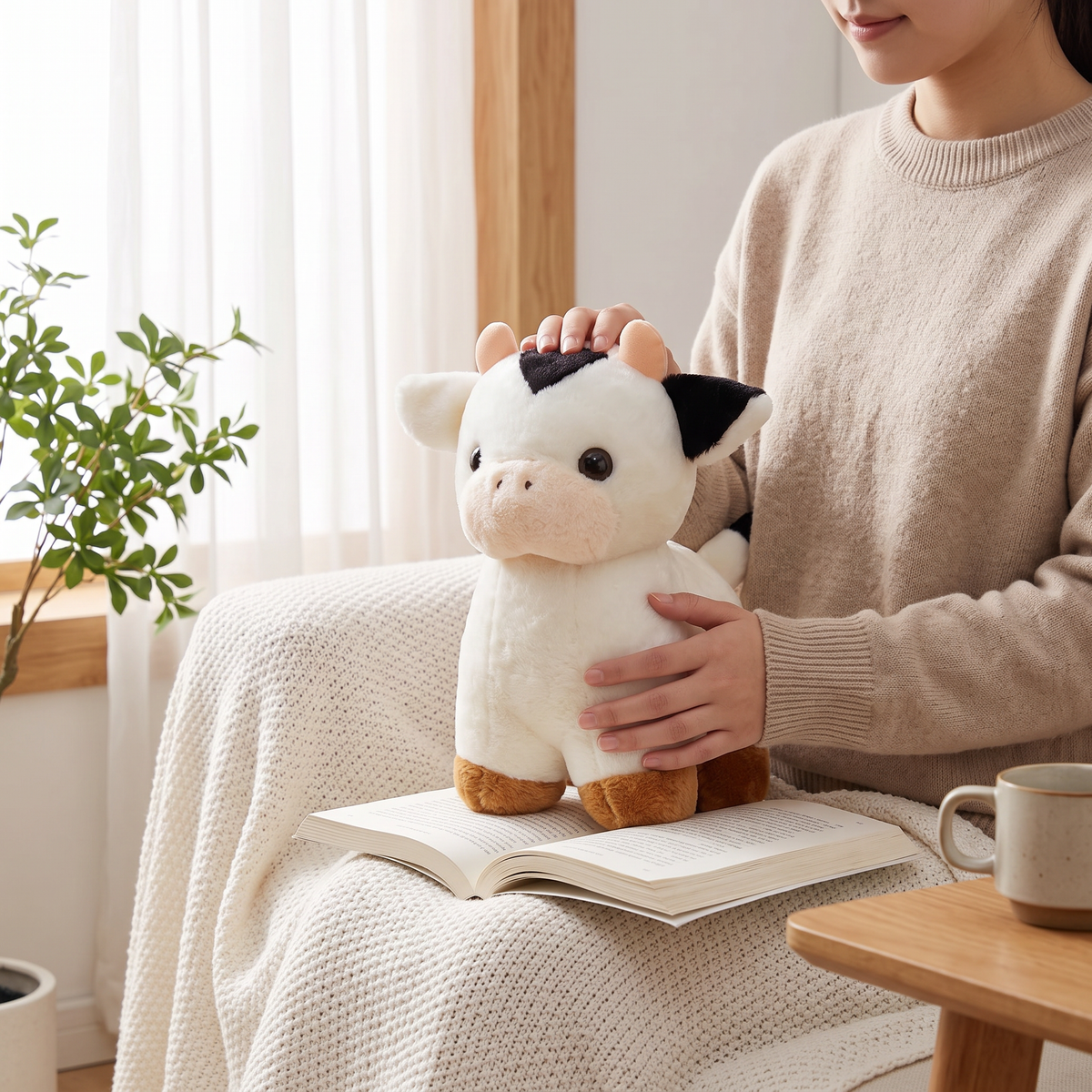 Baby Kuh Kuscheltier Schwarz-Weiß 30–50 cm