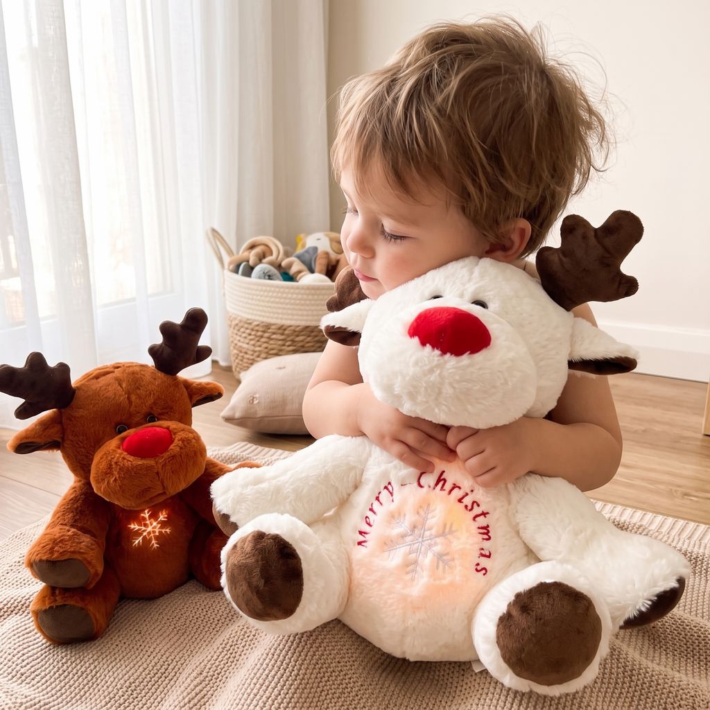 Atmendes Rentier Nachtlicht Kuscheltier 30 cm
