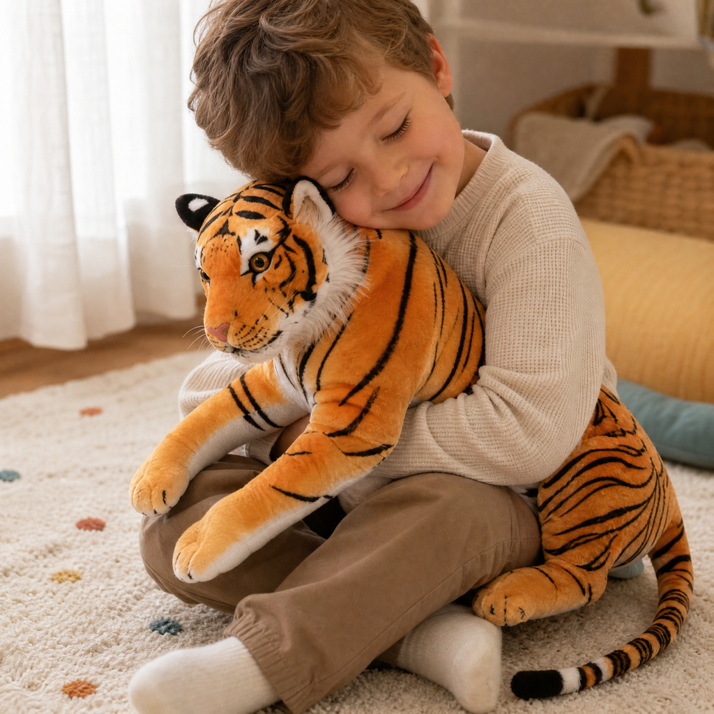 Realistischer Riesen Tiger liegend 30–75 cm