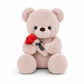 Rosa Teddybär mit roter Rose