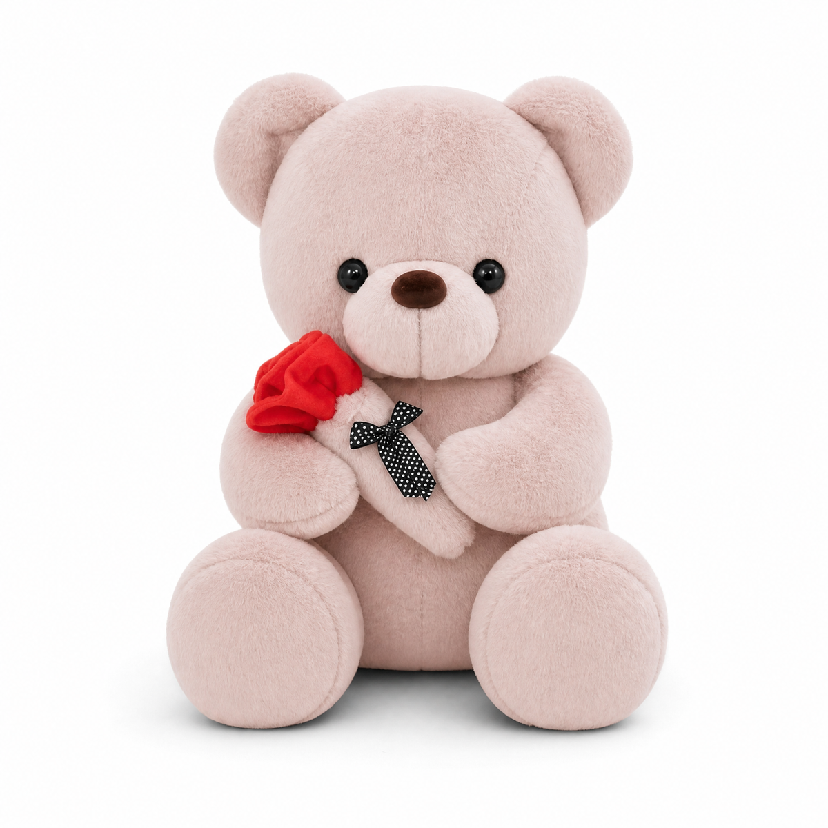 Rosa Teddybär mit roter Rose