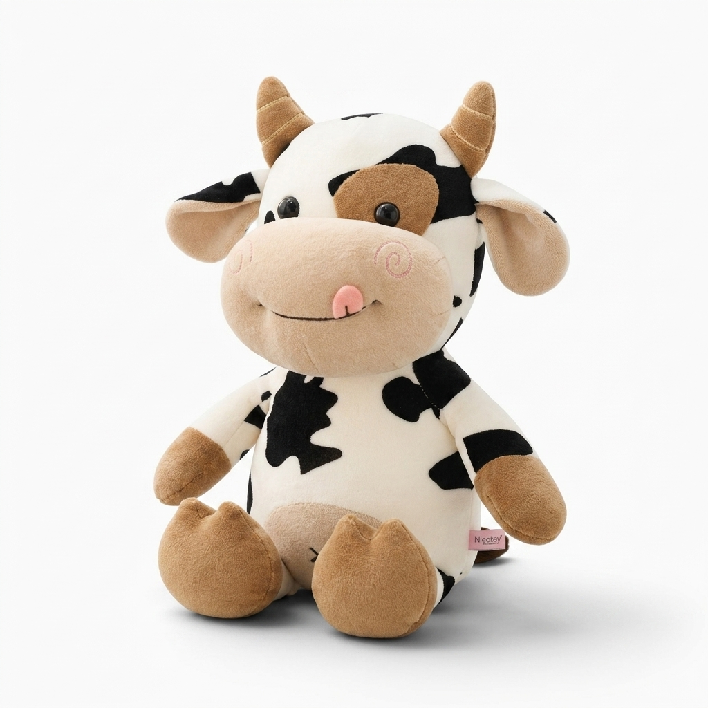 Sitzendes Kuh Kuscheltier Schwarz-Weiß