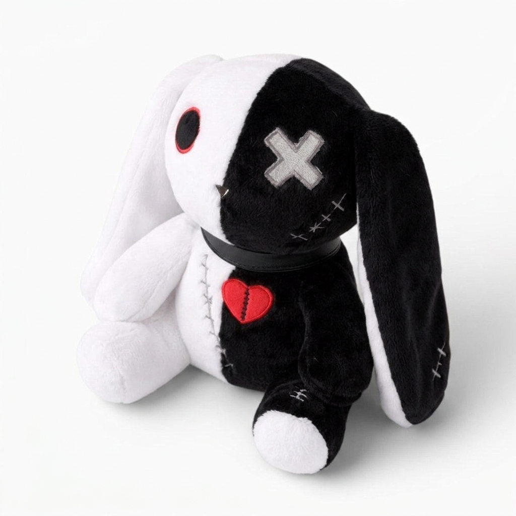 Gothic Hase Schwarz-Weiß mit Herz