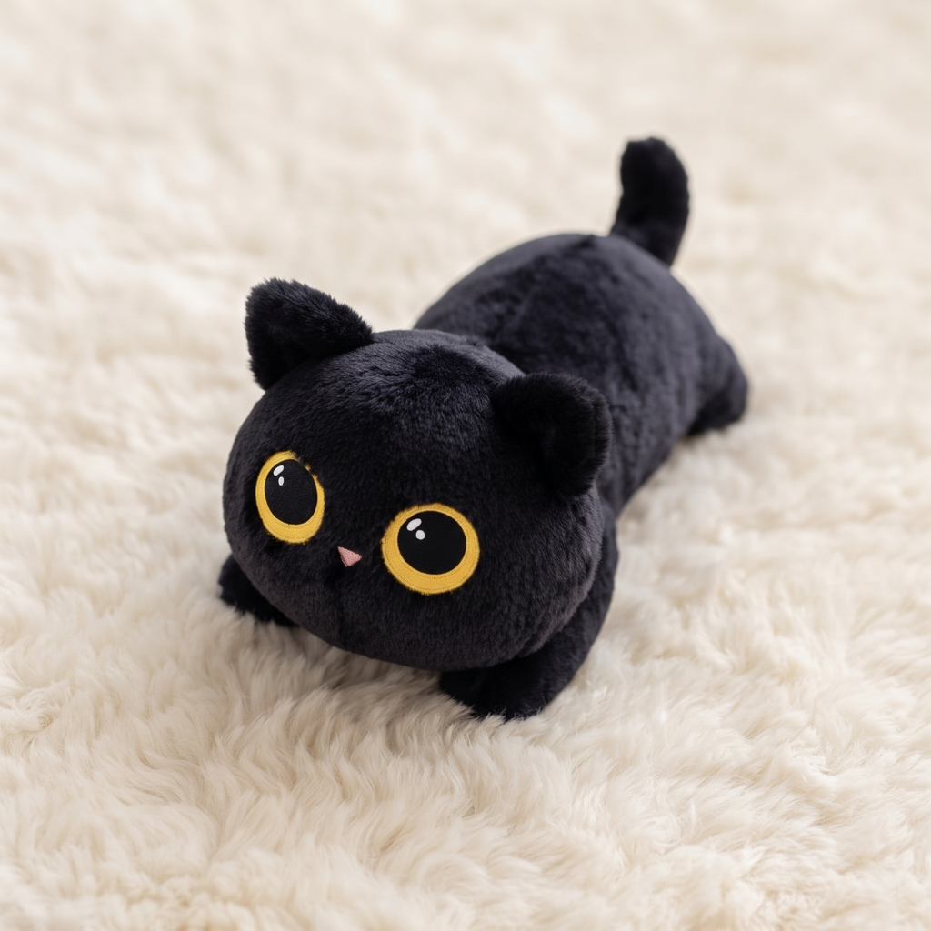 Schwarzes Katzen Squishy Kuscheltier 50–90 cm
