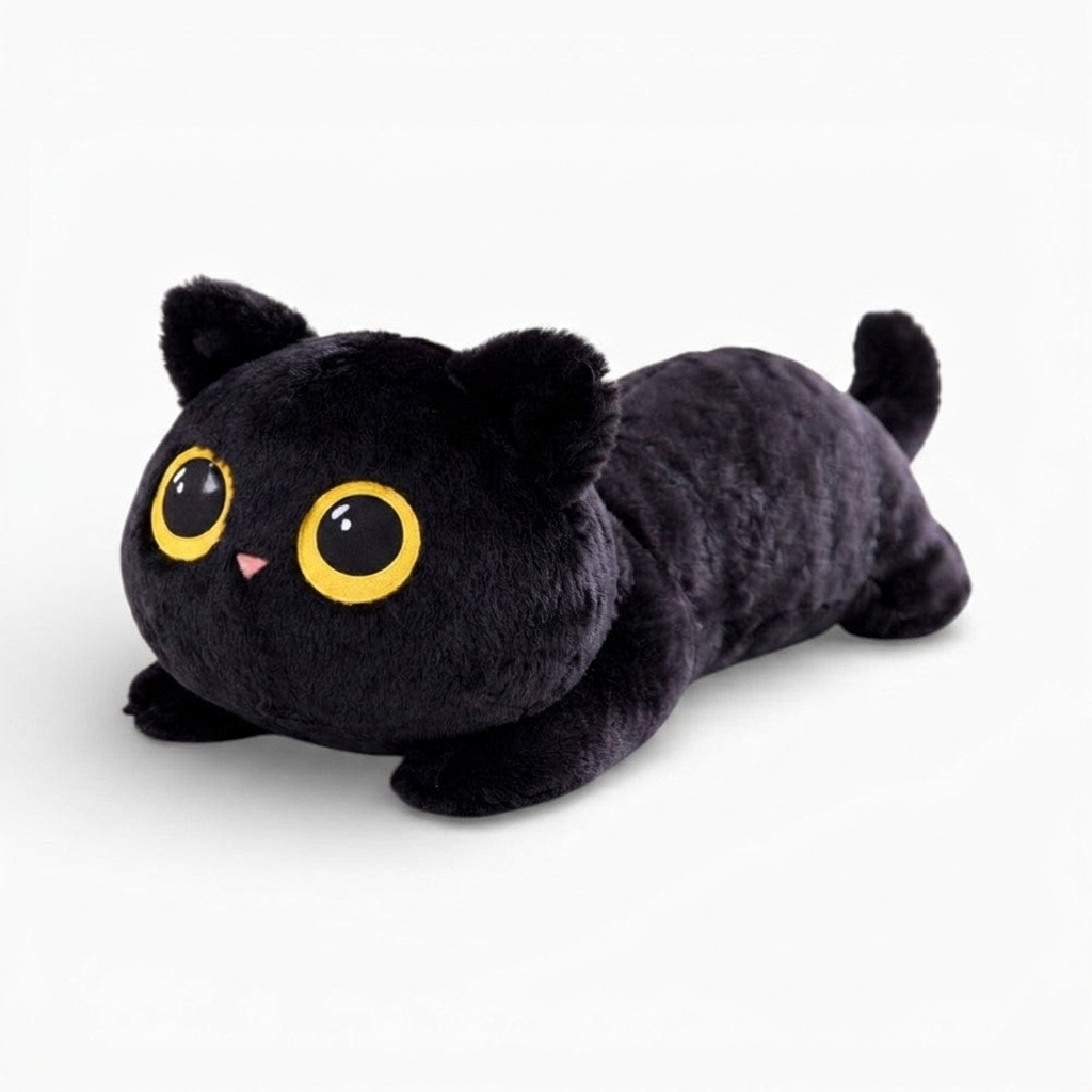 Schwarzes Katzen Squishy Kuscheltier 50–90 cm