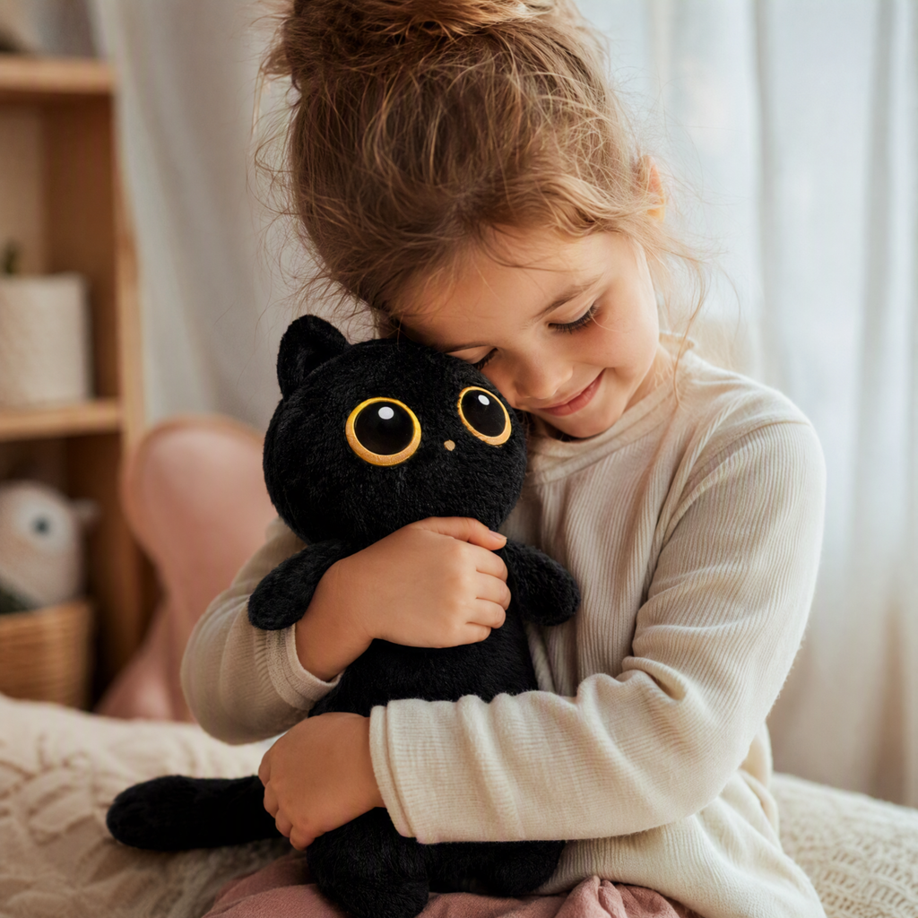 Schwarzes Kawaii Katzen Kuscheltier 35–130 cm