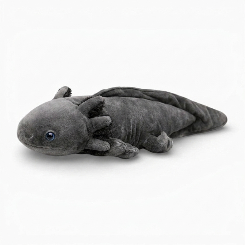 Realistisches schwarzes Axolotl Kuscheltier 45–80 cm